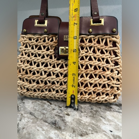 Vintage Borelli Straw and Leather Purse - Picture 9 of 11